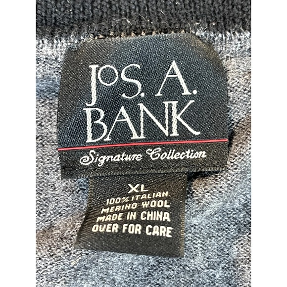 Jos A Bank Wool Sweater XL Italian Merino Wool Mens Gray V Neck Sweatshirt - Picture 6 of 13